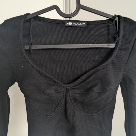 Zara Black Sweetheart Crop Top - Picture 3 of 5